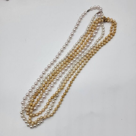 Vintage FAUX PEARLS NECKLACE LOT - Lot Of 3‎ Necklaces - Picture 1 of 7